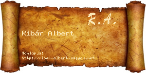 Ribár Albert névjegykártya